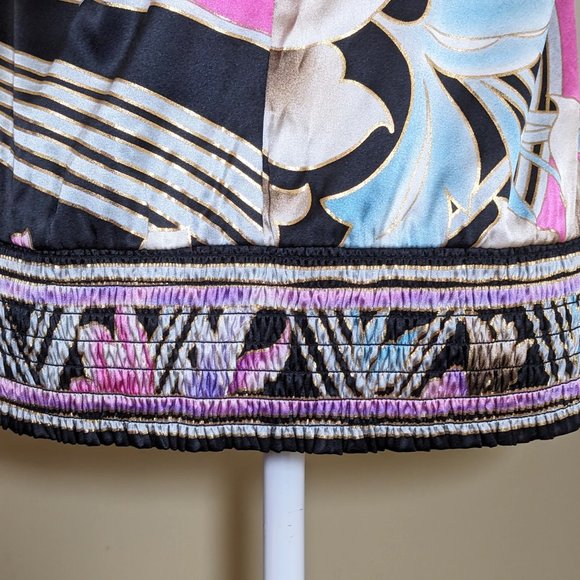 CACHE Silk Satin Top with Draped Collar in Black & Orchid Pink NWT - Picture 6 of 8